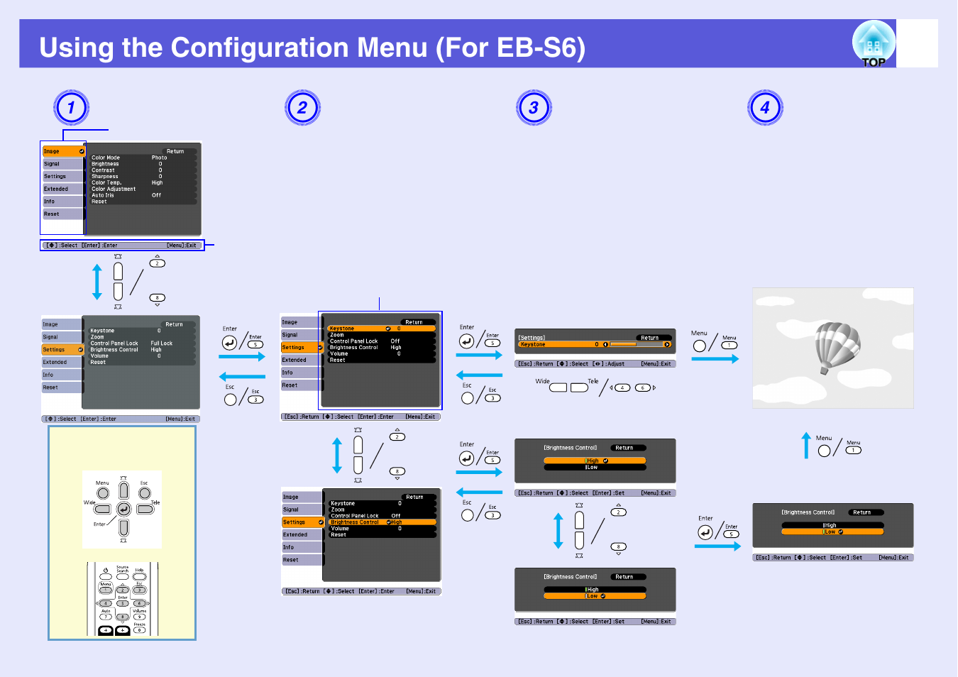 Using the configuration menu (for eb-s6), P.39 | Epson EB X6 User Manual | Page 39 / 116
