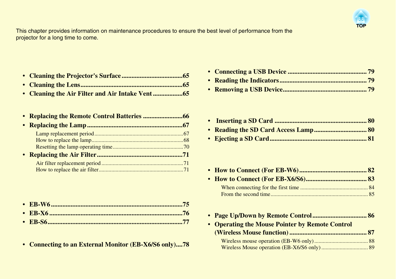 Appendices | Epson EB X6 User Manual | Page 62 / 116