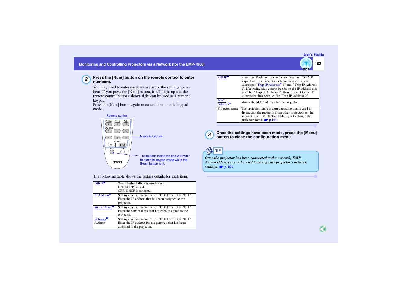 P.102 | Epson EMP-7950 User Manual | Page 103 / 165