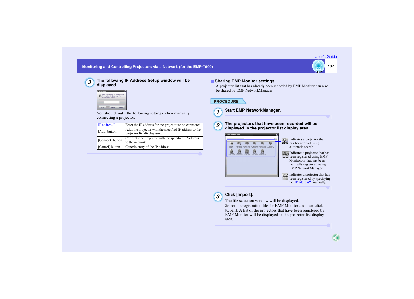 Sharing emp monitor settings | Epson EMP-7950 User Manual | Page 108 / 165