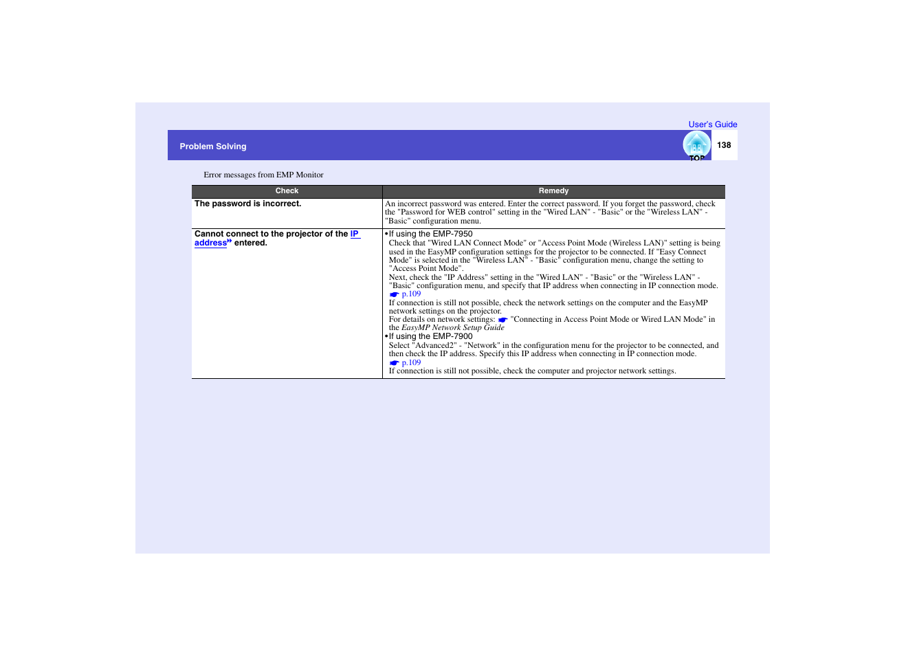 P.138 | Epson EMP-7950 User Manual | Page 139 / 165