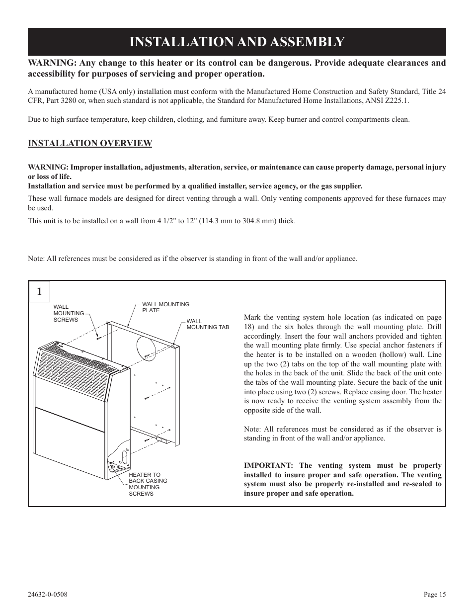 Installation and assembly | Epson HWDV080DV(N User Manual | Page 15 / 48