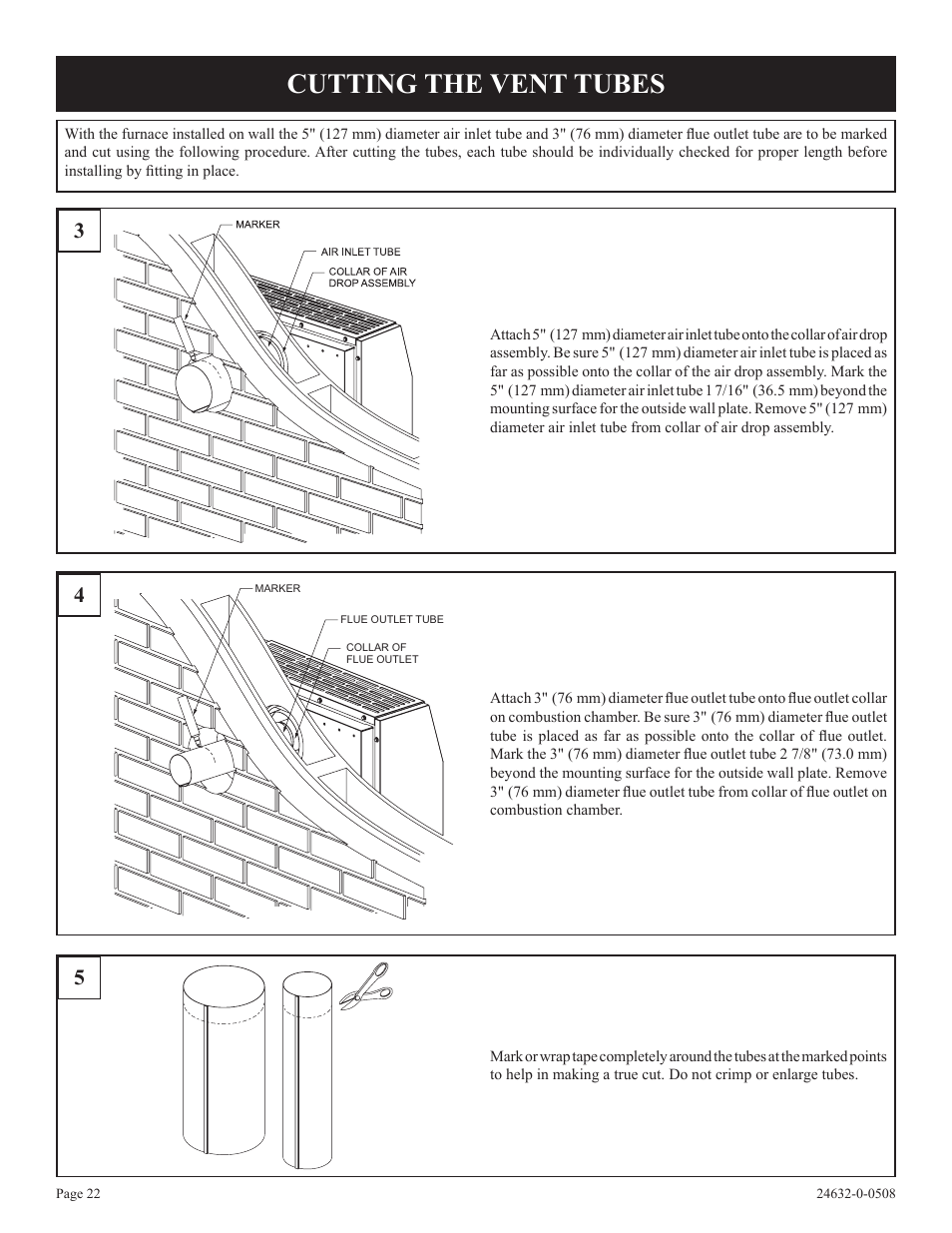 Cutting the vent tubes | Epson HWDV080DV(N User Manual | Page 22 / 48