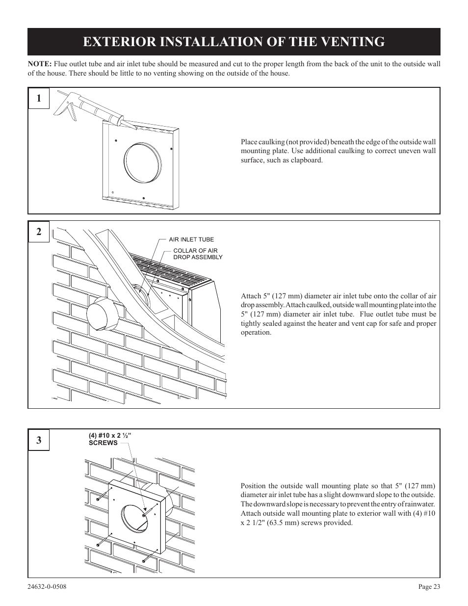 Exterior installation of the venting | Epson HWDV080DV(N User Manual | Page 23 / 48