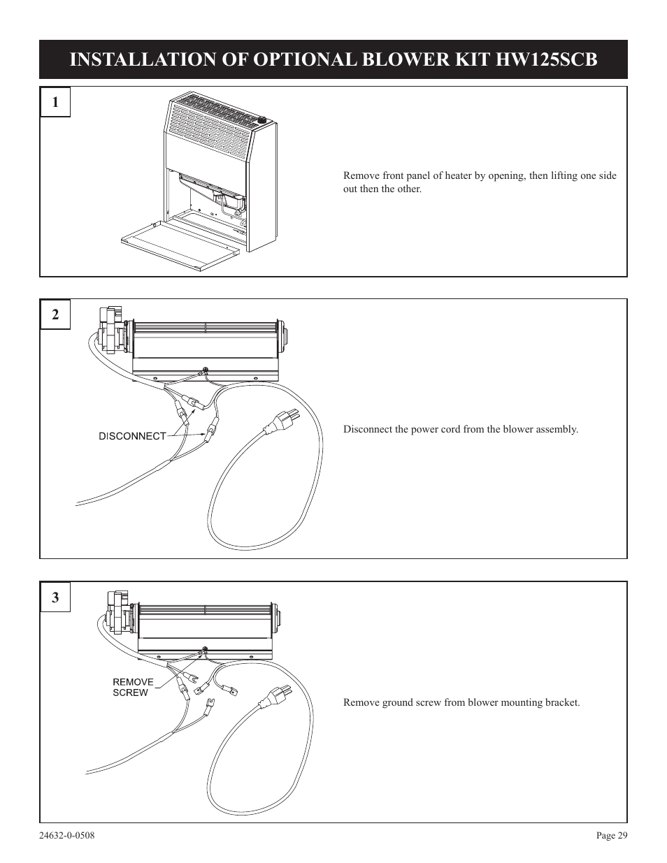 Installation of optional blower kit hw125scb | Epson HWDV080DV(N User Manual | Page 29 / 48