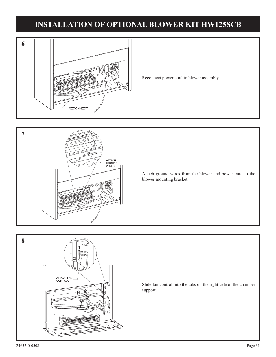 Installation of optional blower kit hw125scb | Epson HWDV080DV(N User Manual | Page 31 / 48