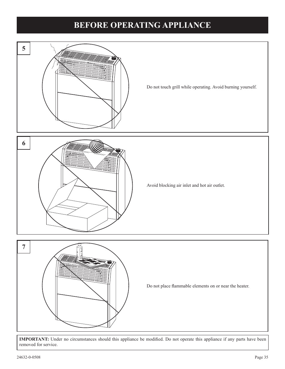 Before operating appliance | Epson HWDV080DV(N User Manual | Page 35 / 48