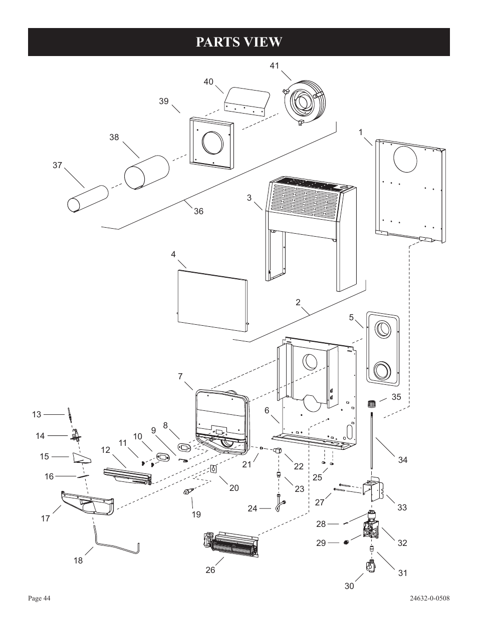 Parts view | Epson HWDV080DV(N User Manual | Page 44 / 48
