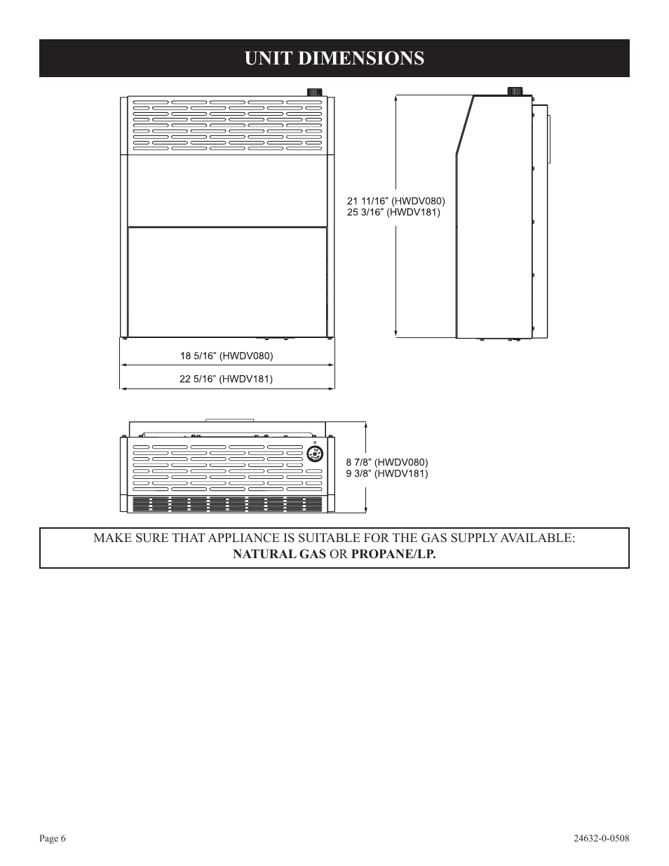 Unit dimensions | Epson HWDV080DV(N User Manual | Page 6 / 48