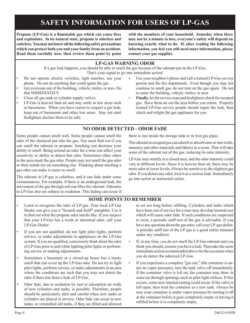 Safety information for users of lp-gas | Epson HWDV080DV(N User Manual | Page 8 / 48