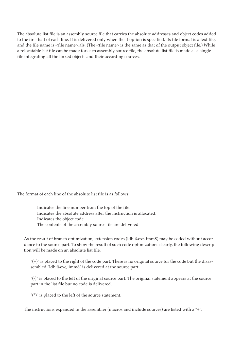 8 absolute list file, 2 warning, Sample absolute list file | Contents of absolute list file, Instructions preprocessed in the assembler | Epson S5U1C63000A User Manual | Page 112 / 346