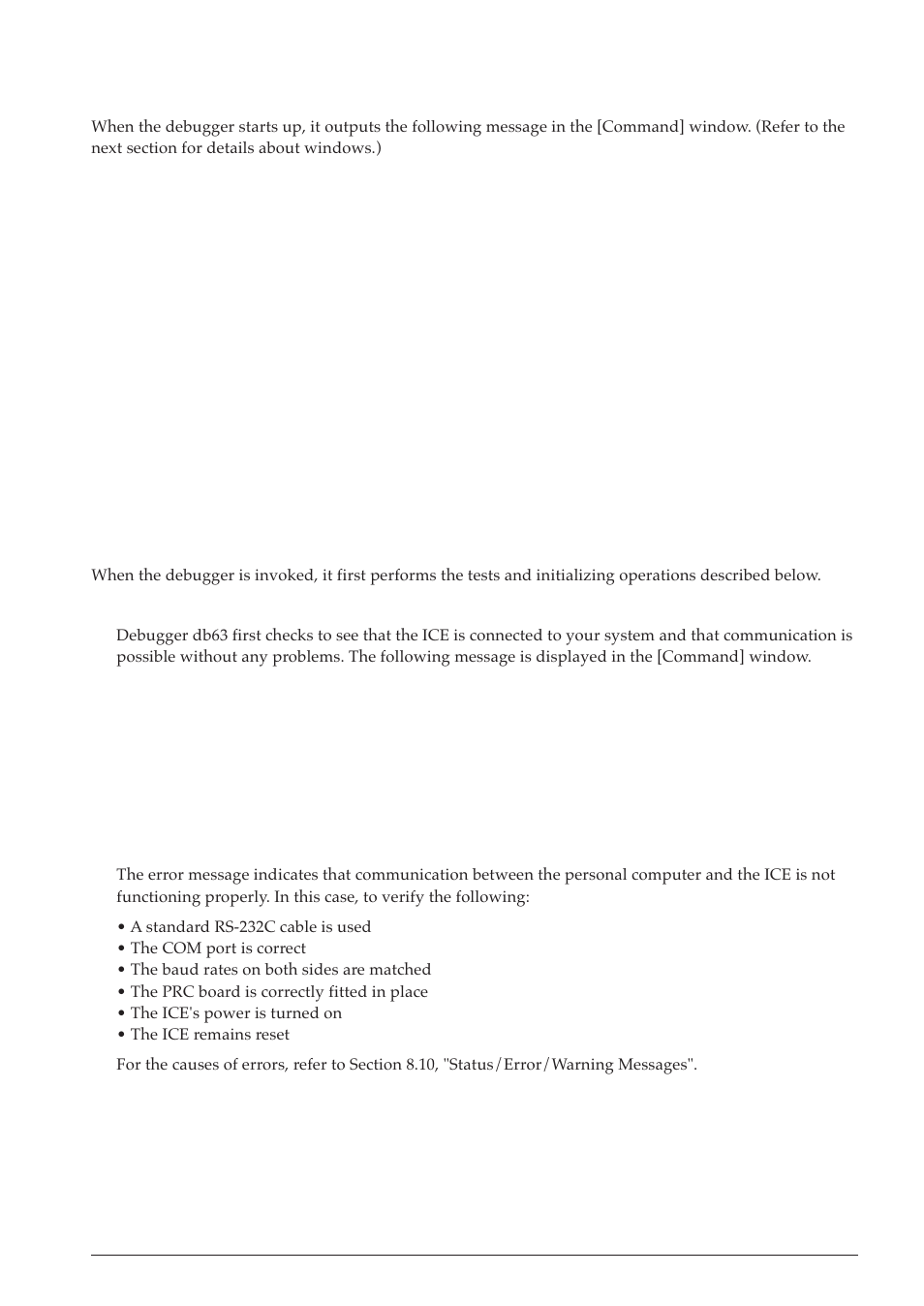 3 start-up messages, 4 hardware check at start-up, 3 [source] window 8.4.4 [data] window | Epson S5U1C63000A User Manual | Page 135 / 346