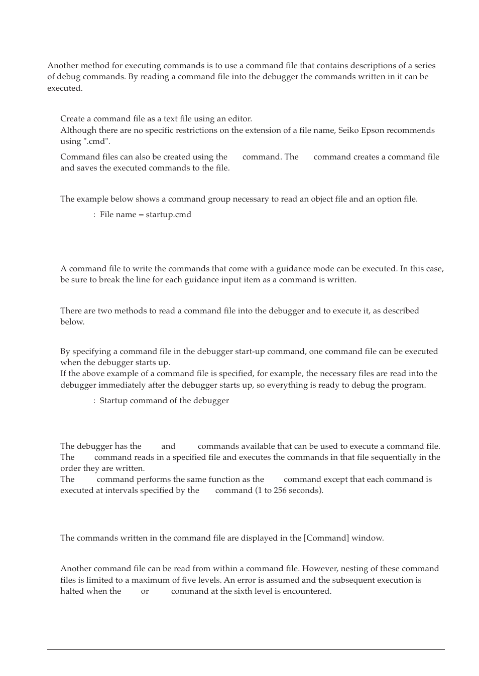 3 executing from a command file, 4 executing program | Epson S5U1C63000A User Manual | Page 153 / 346