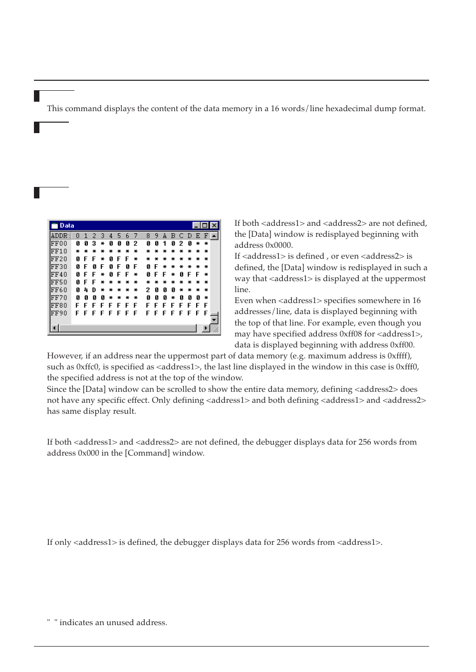 4 data memory operation, Dd (data memory dump), Dw (data memory watch) | 5 command to display option information | Epson S5U1C63000A User Manual | Page 178 / 346