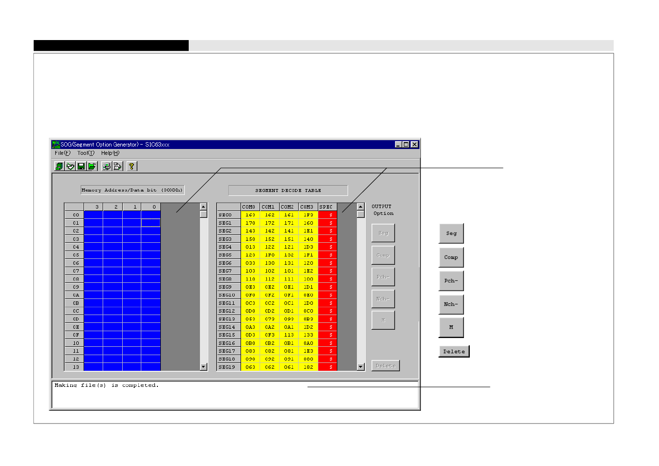 Segment option generator winsog | Epson S5U1C63000A User Manual | Page 337 / 346