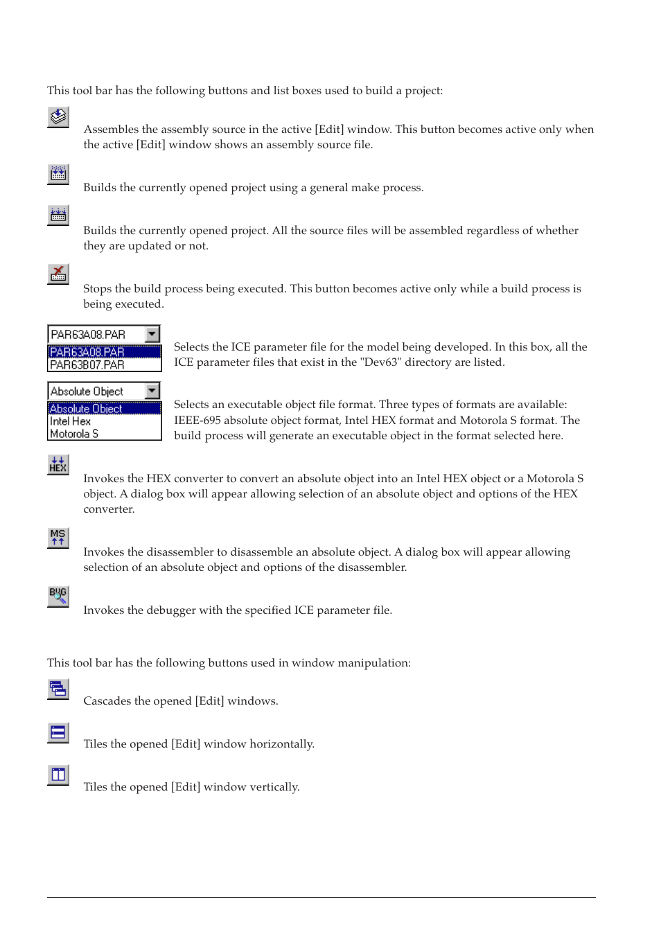 2 build toolbar, 3 window toolbar, 3 window toolbar 3.4.4 toolbar manipulation | Epson S5U1C63000A User Manual | Page 34 / 346