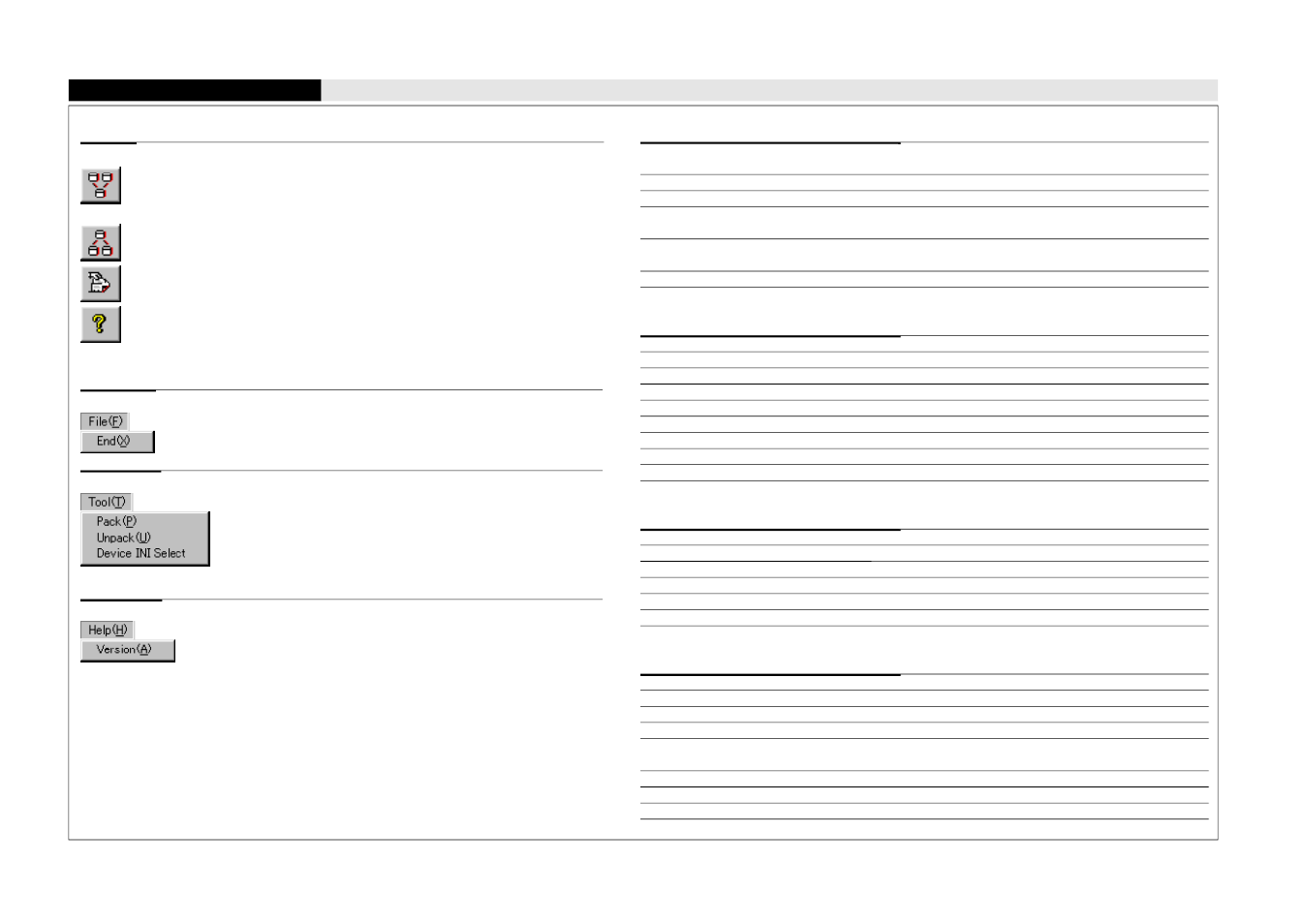Buttons, I/o error messages, Rom data error messages | Function option data error messages, Segment option data error messages | Epson S5U1C63000A User Manual | Page 343 / 346