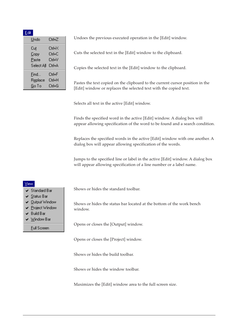 2 [edit] menu, 3 [view] menu, 3 [view] menu 3.5.4 [insert] menu | Epson S5U1C63000A User Manual | Page 37 / 346