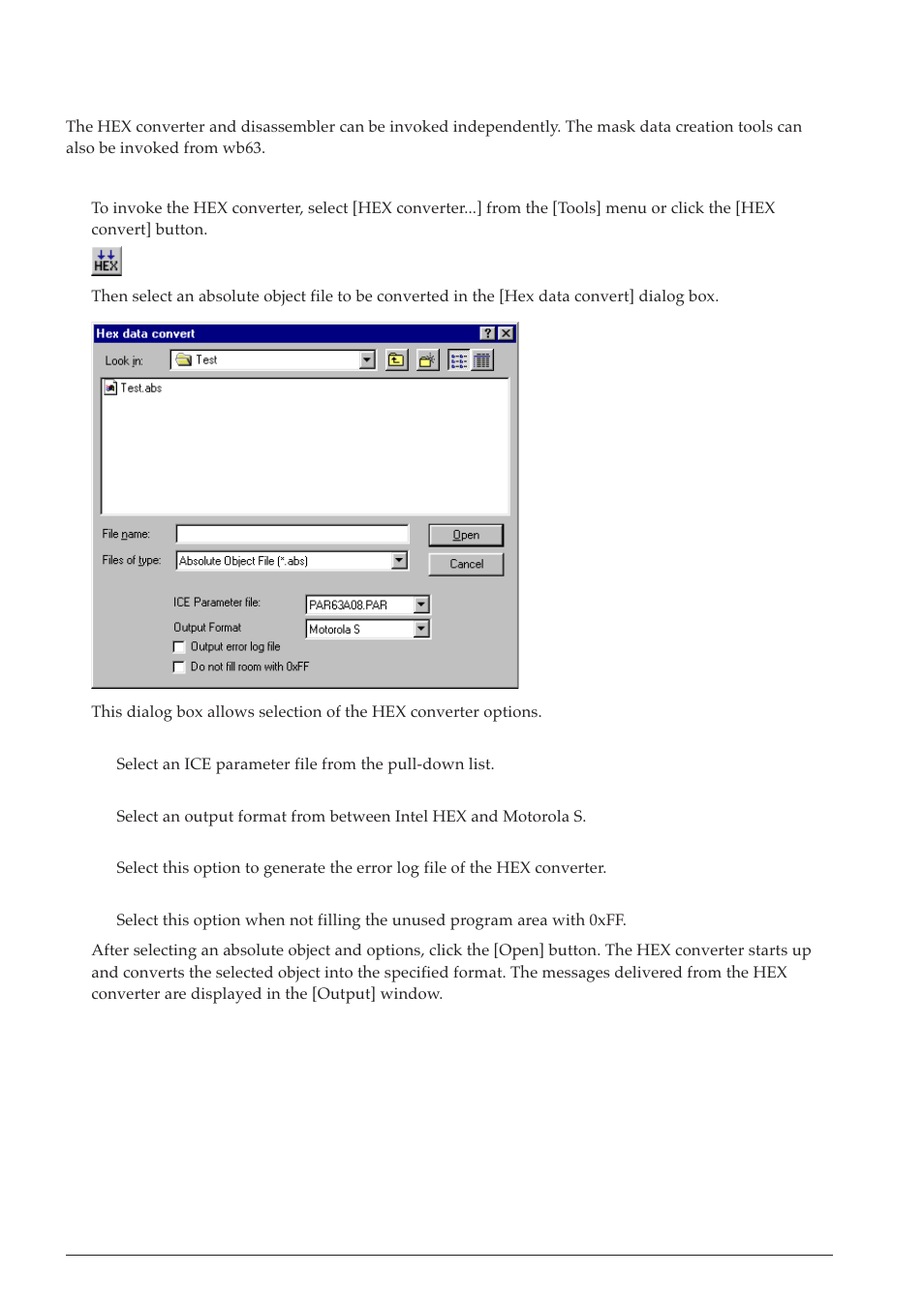 4 executing other tools, Work bench options | Epson S5U1C63000A User Manual | Page 52 / 346