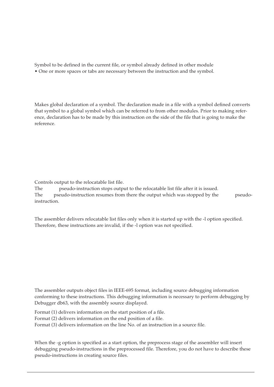 12 global declaration pseudo-instruction (.global), Error/warning messages, 1 errors | Epson S5U1C63000A User Manual | Page 95 / 346