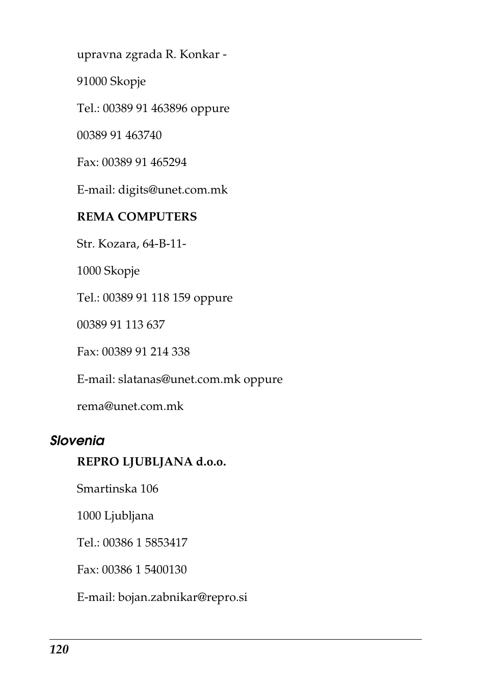 Slovenia | Epson Photo 925 User Manual | Page 122 / 152