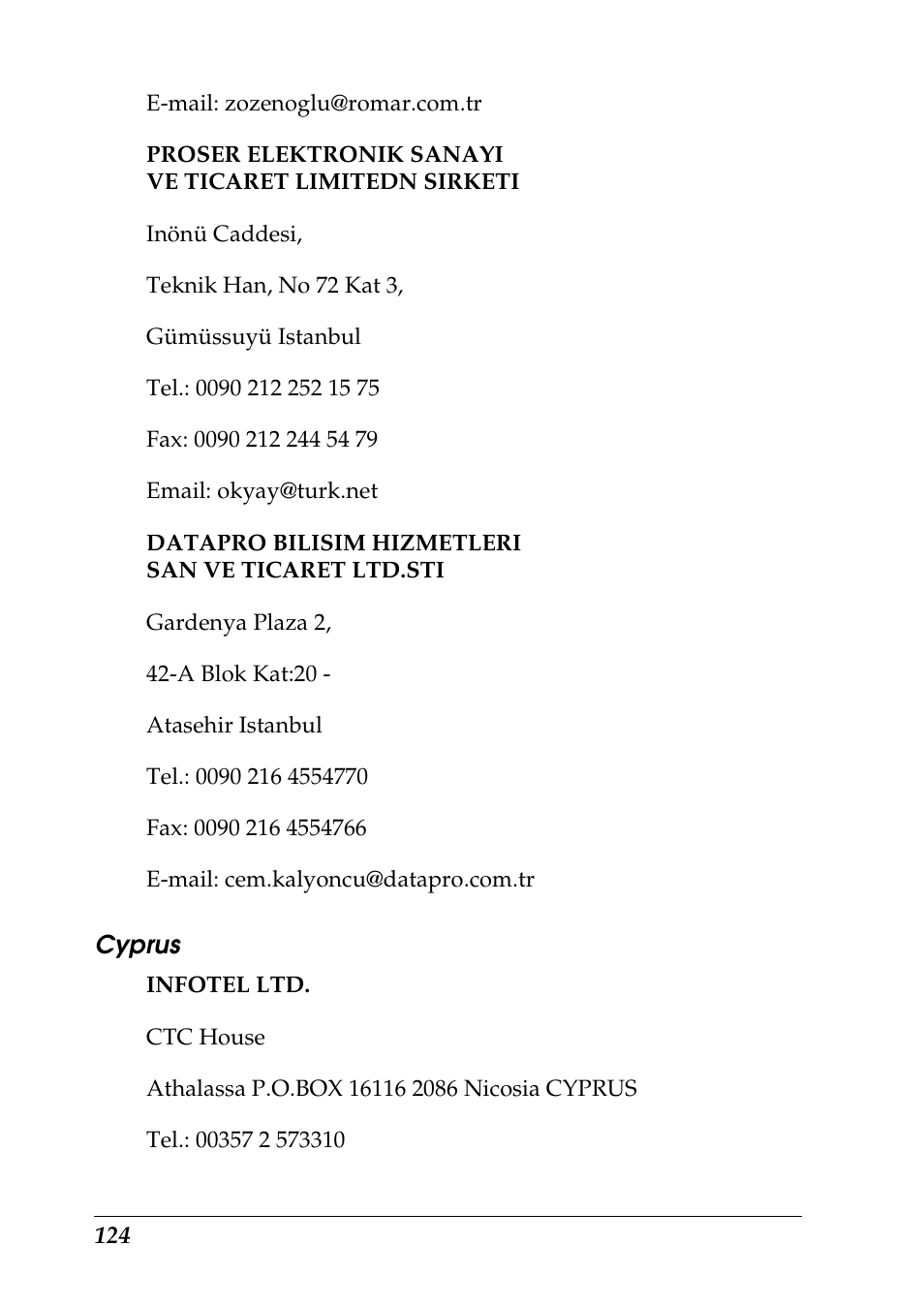 Cyprus | Epson Photo 925 User Manual | Page 126 / 152