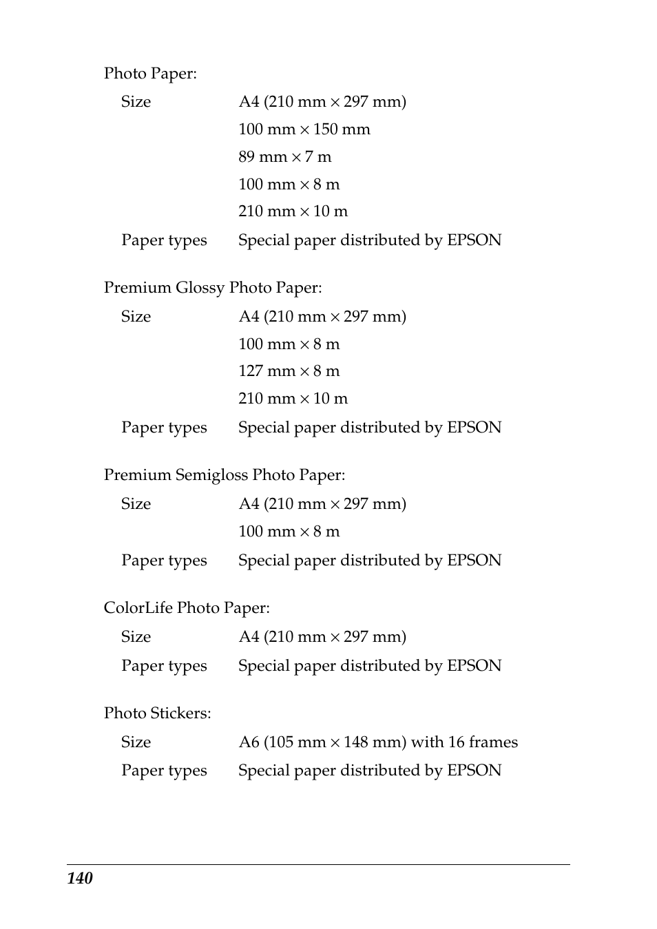 Epson Photo 925 User Manual | Page 142 / 152