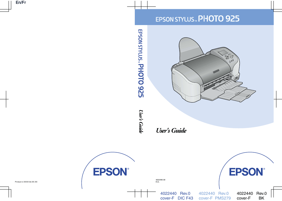 Back cover, User's guide, User's g uid e | Epson Photo 925 User Manual | Page 152 / 152