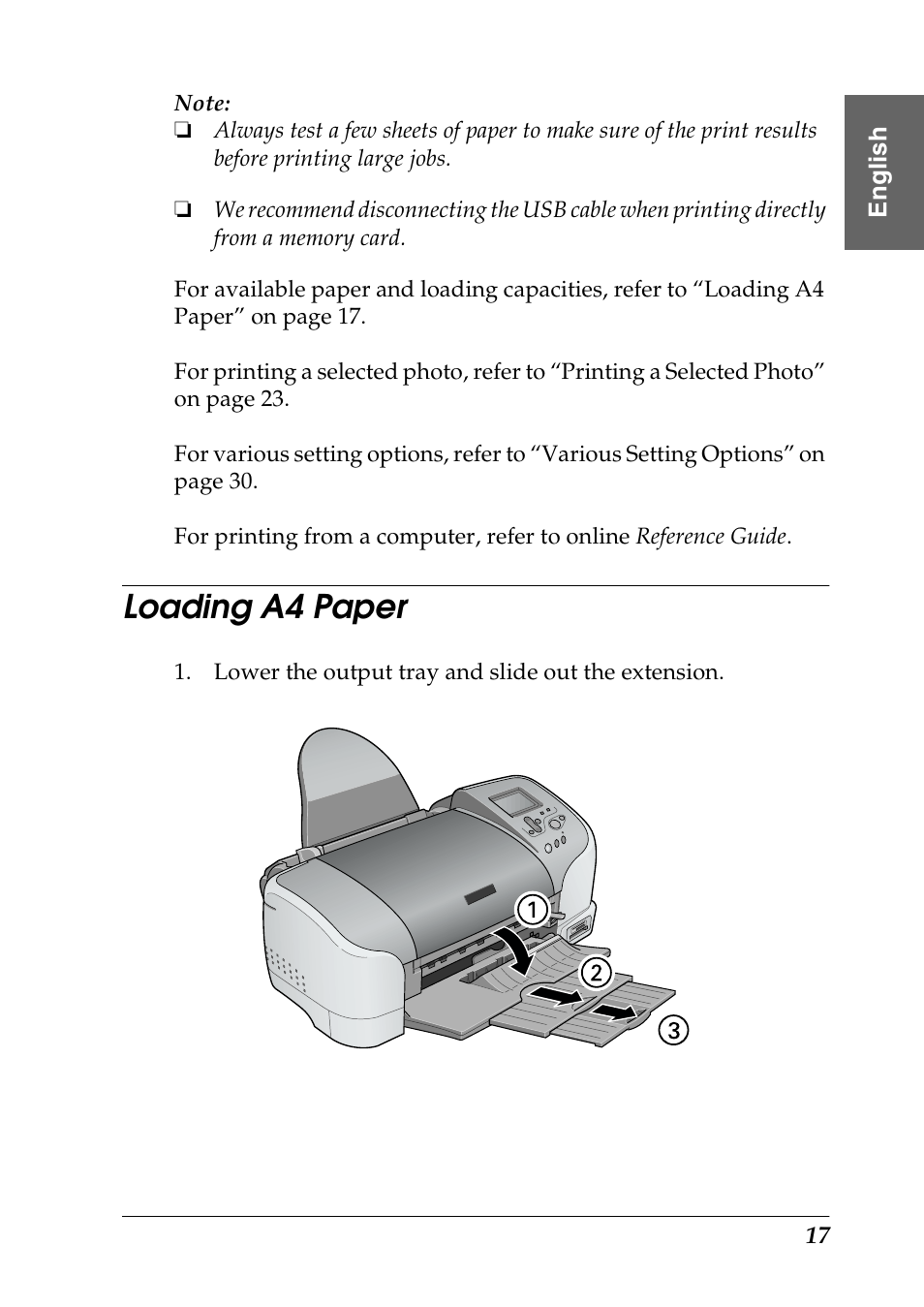 Loading a4 paper | Epson Photo 925 User Manual | Page 19 / 152