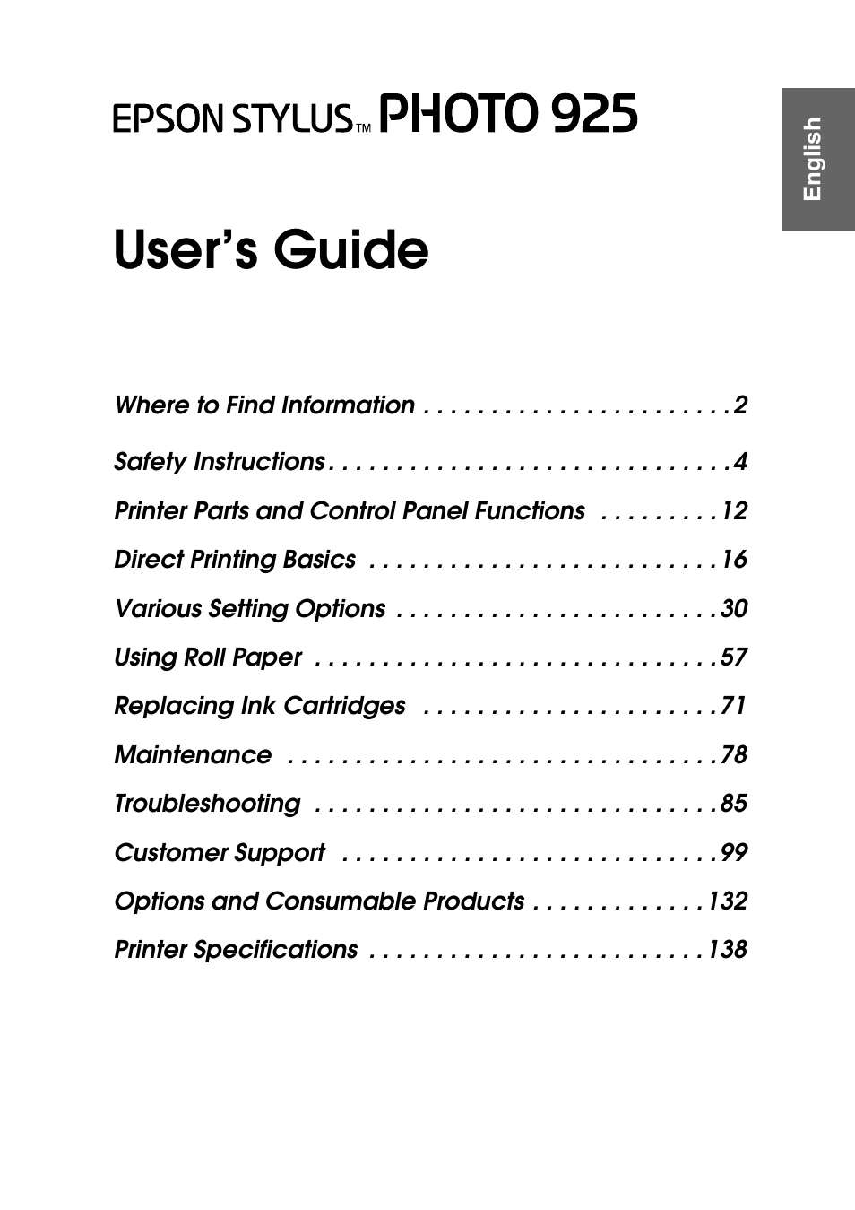 Epson Photo 925 User Manual | Page 3 / 152