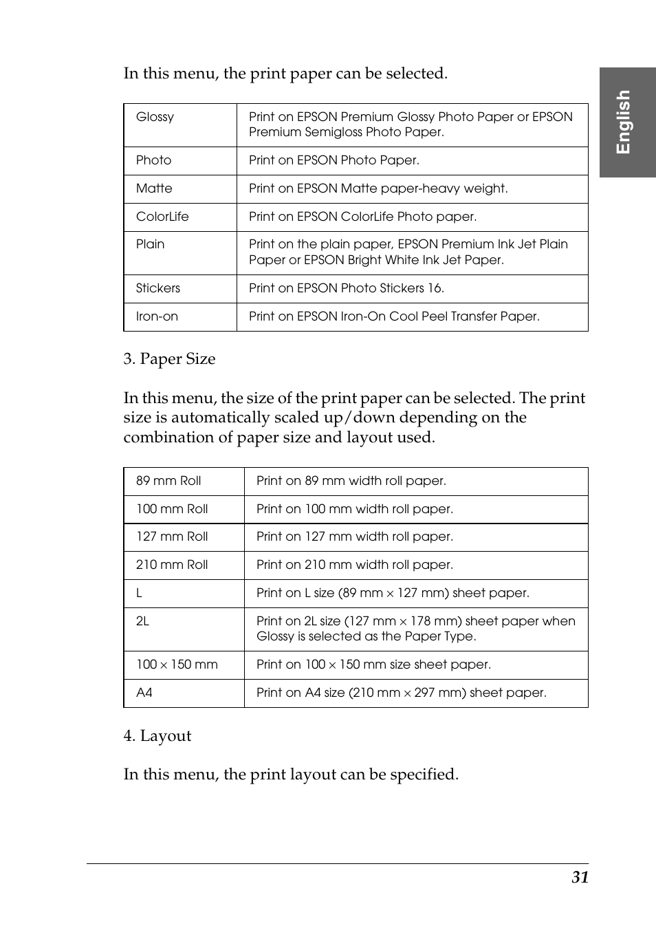 Eng li s h | Epson Photo 925 User Manual | Page 33 / 152