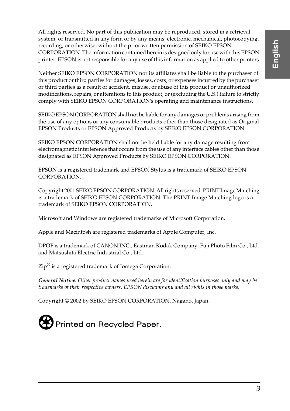 Eng li s h | Epson Photo 925 User Manual | Page 5 / 152