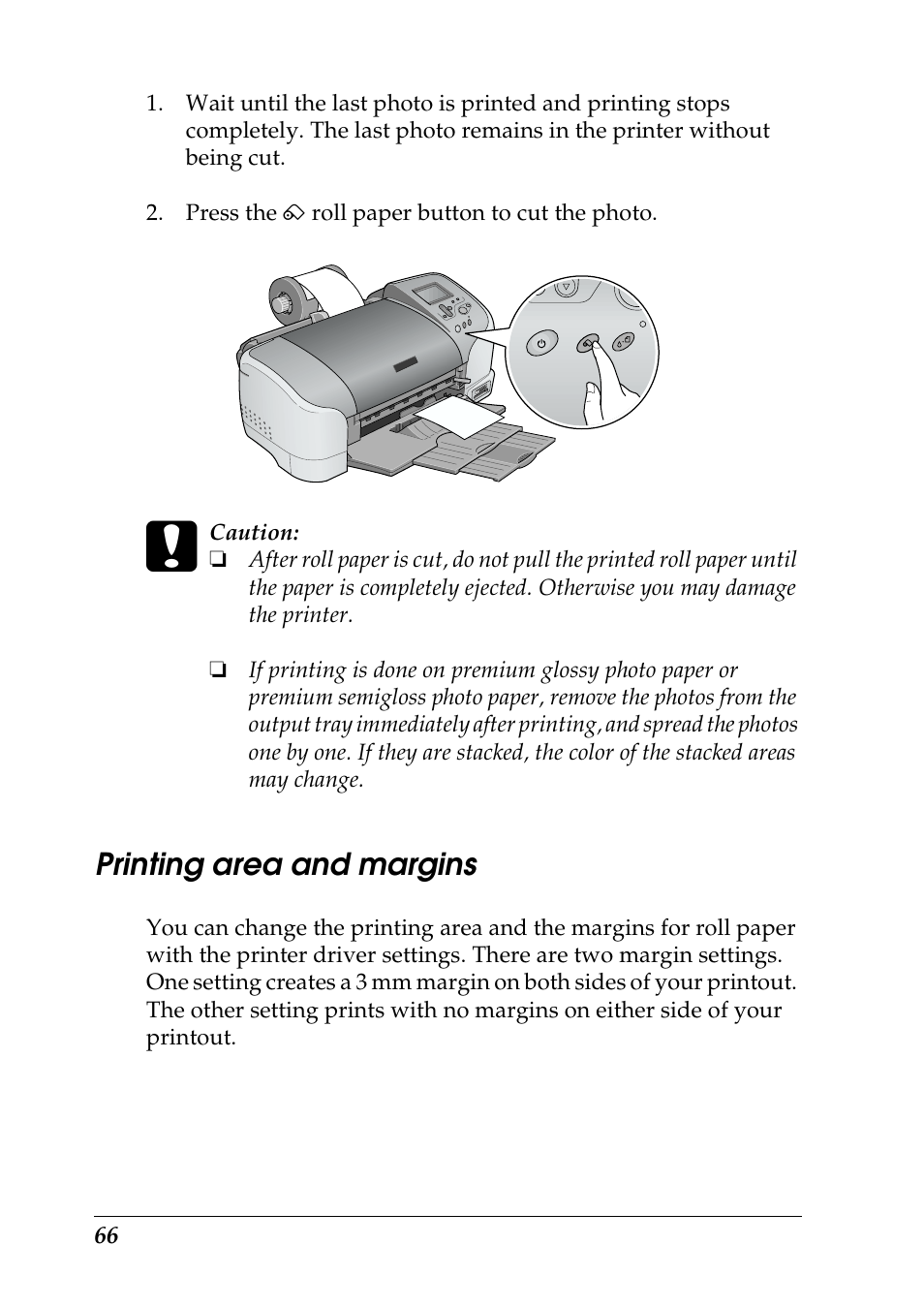 Printing area and margins | Epson Photo 925 User Manual | Page 68 / 152