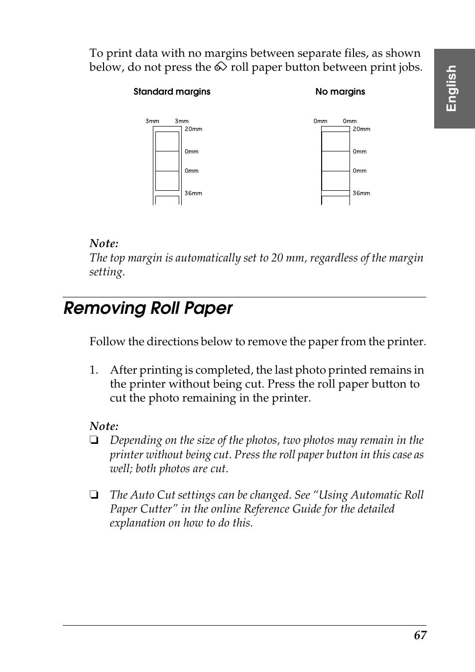 Removing roll paper | Epson Photo 925 User Manual | Page 69 / 152