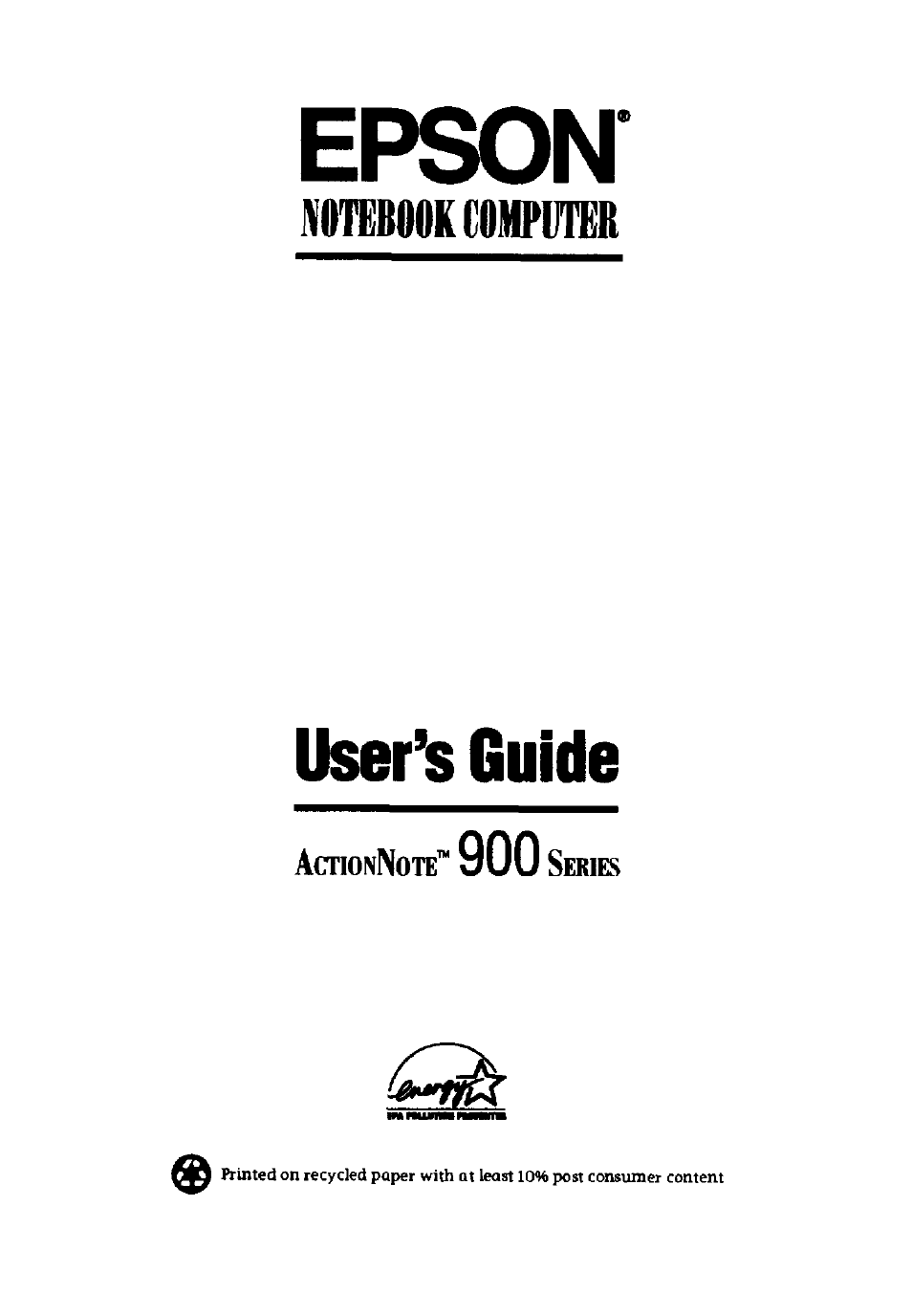 Epson 900 User Manual | 101 pages