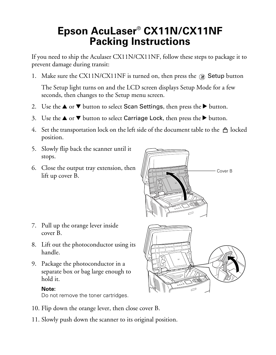 Epson AcuLaser CX11N User Manual | 4 pages