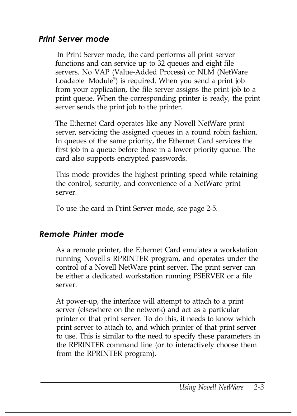 Print server mode, Remote printer mode | Epson C82346 User Manual | Page 24 / 81