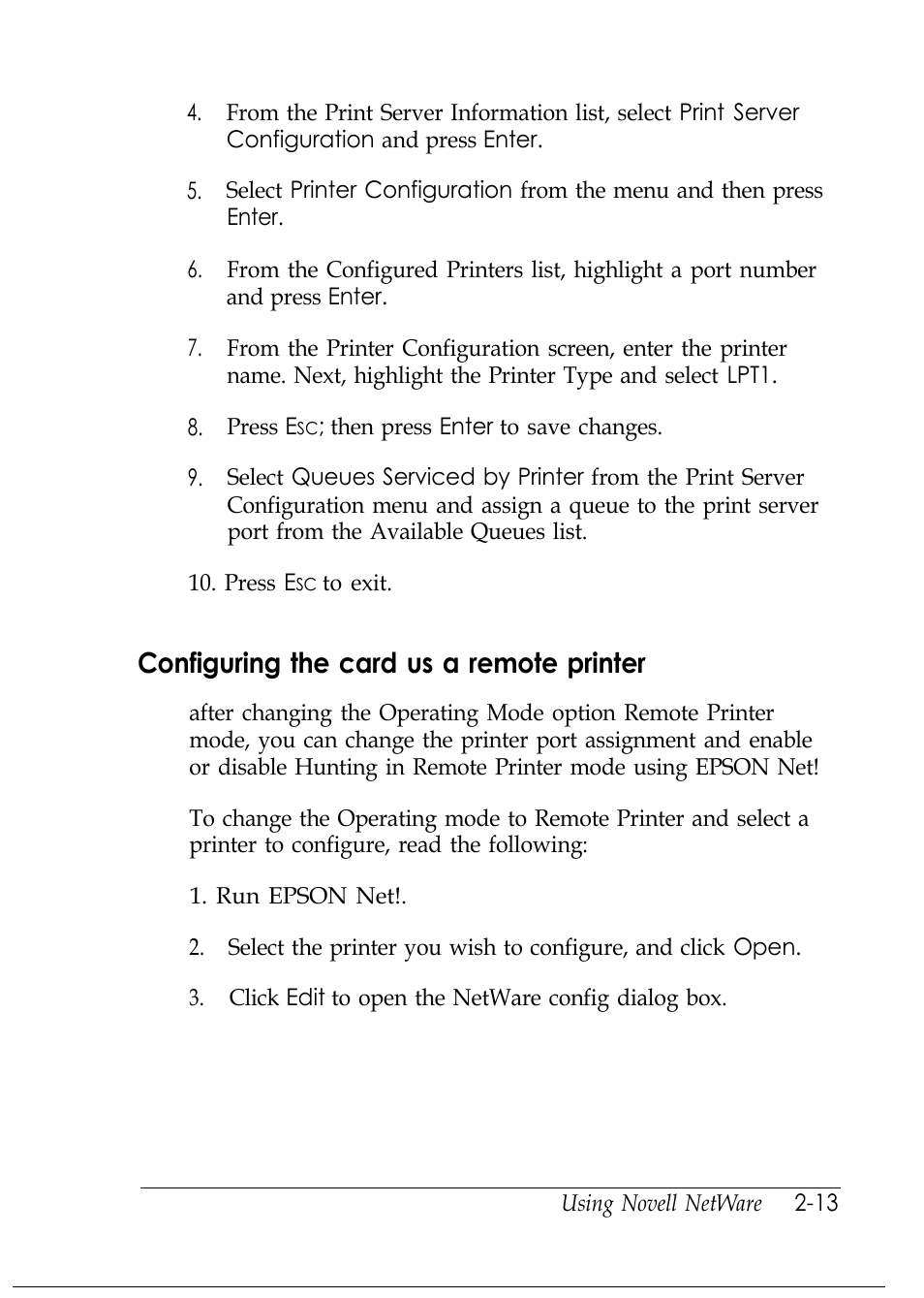 Configuring the card us a remote printer | Epson C82346 User Manual | Page 34 / 81