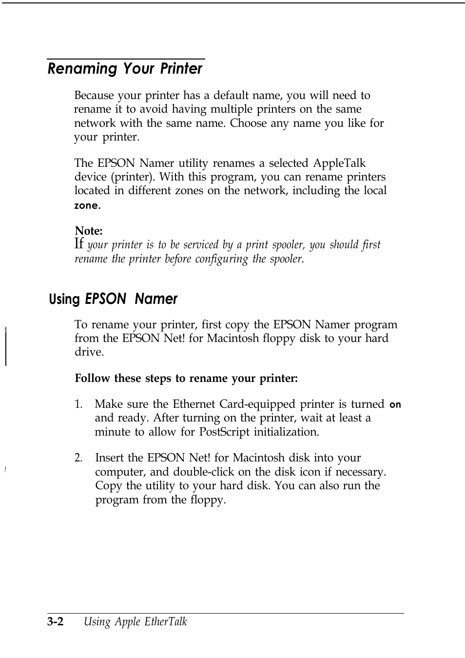 Renaming your printer, Using epson namer, Epson namer | Using | Epson C82346 User Manual | Page 39 / 81