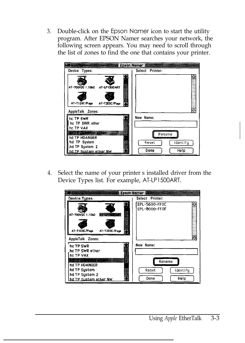 Using apple ethertalk 3-3 | Epson C82346 User Manual | Page 40 / 81