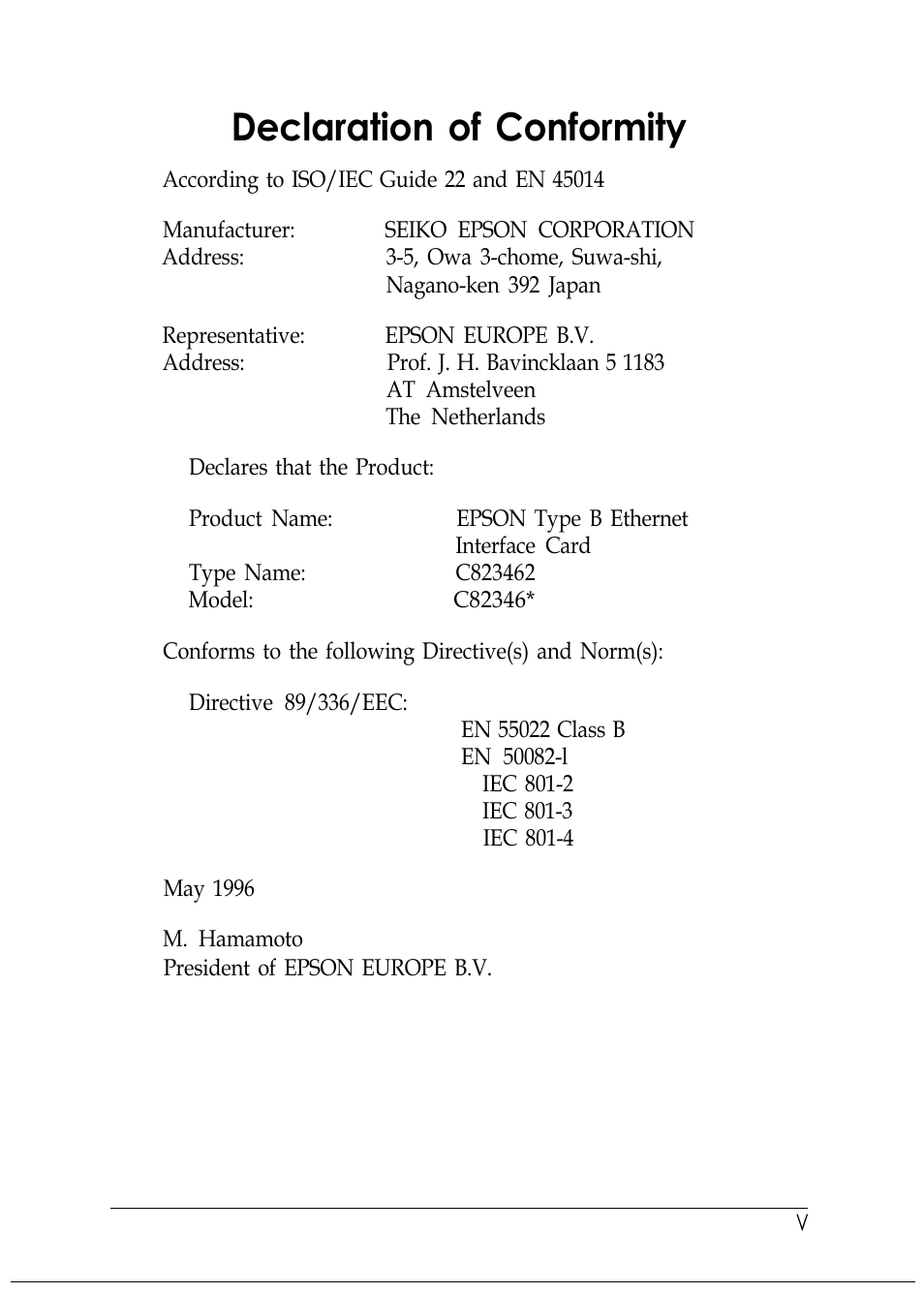 Declaration of conformity | Epson C82346 User Manual | Page 6 / 81