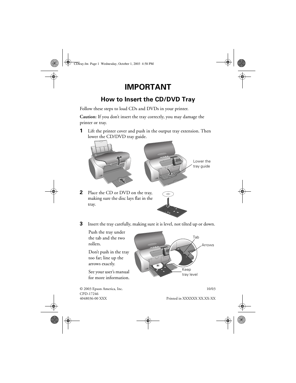 Epson CPD-17246 User Manual | 1 page