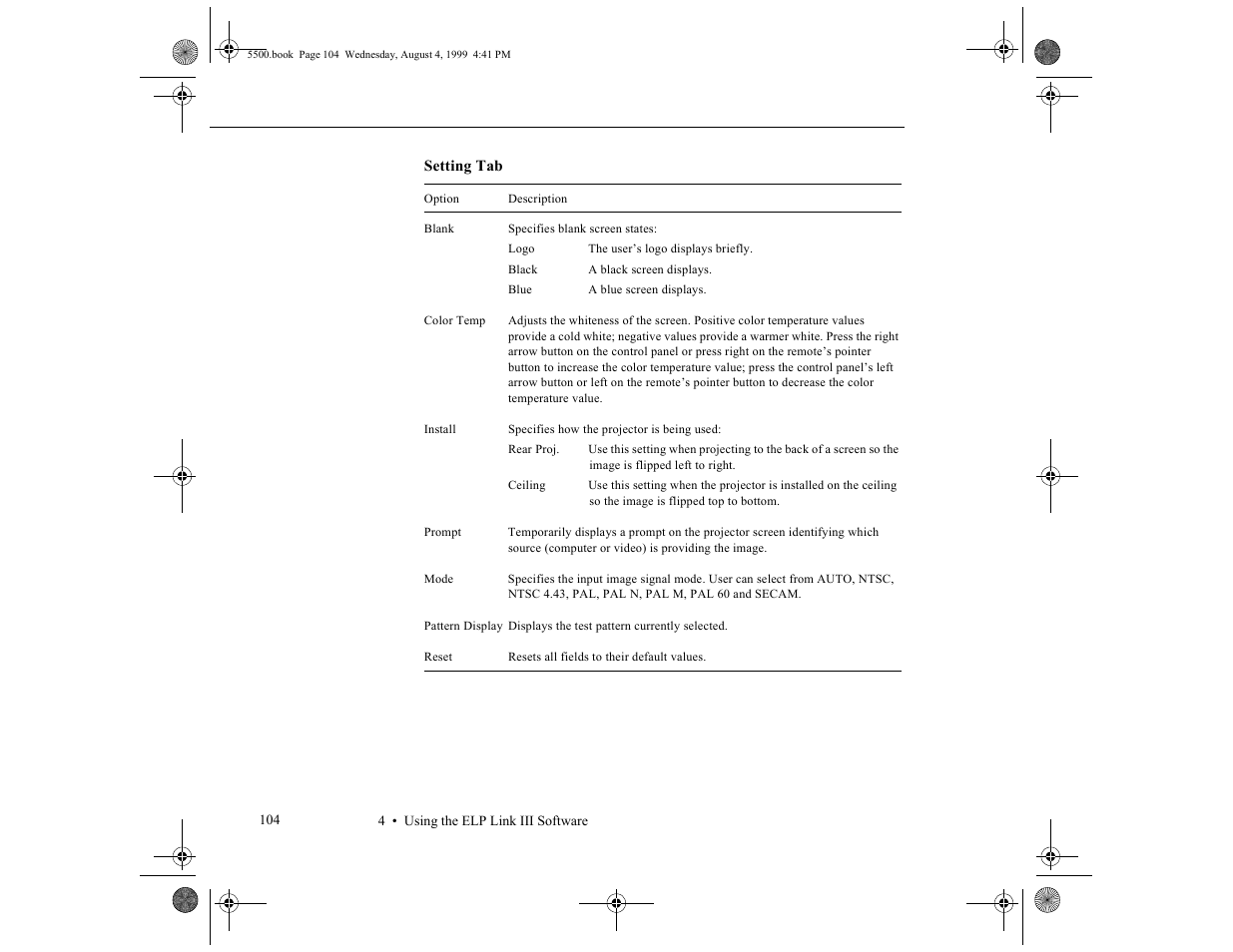 Epson 5500C User Manual | Page 114 / 156
