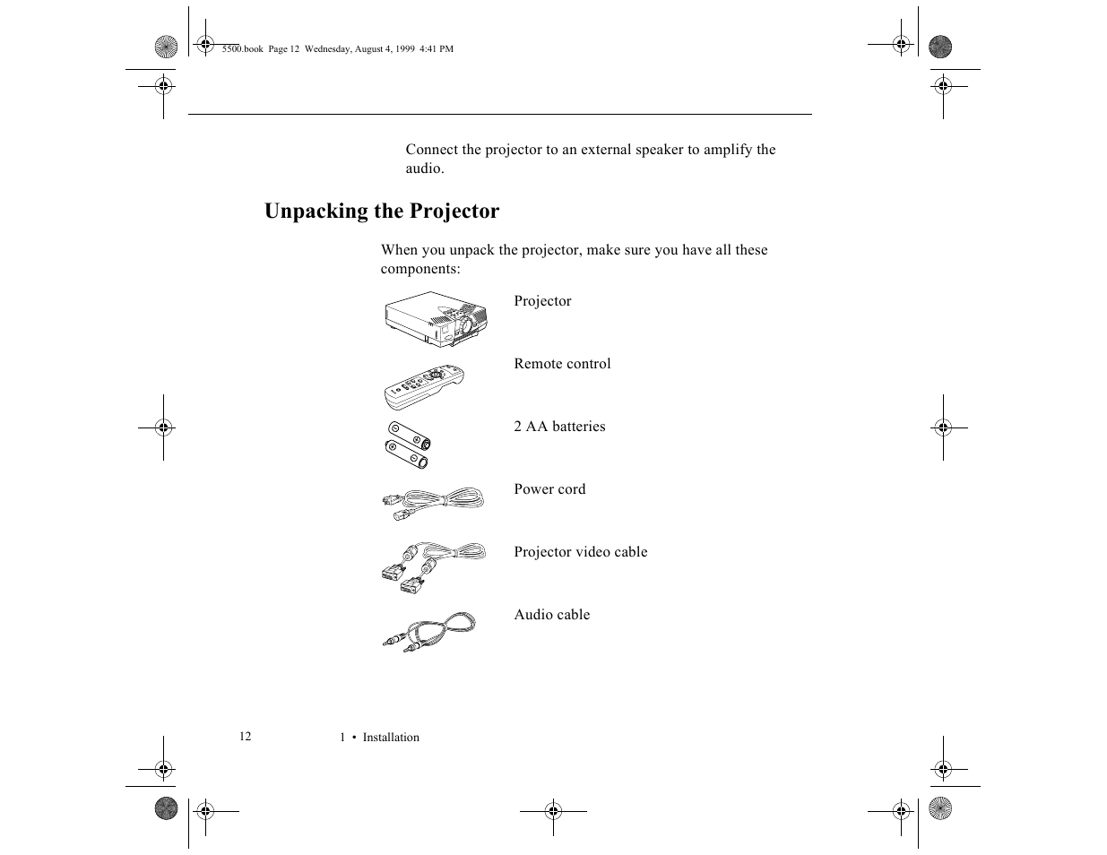 Unpacking the projector | Epson 5500C User Manual | Page 21 / 156