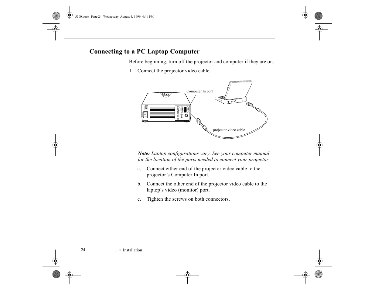 Connecting to a pc laptop computer | Epson 5500C User Manual | Page 33 / 156