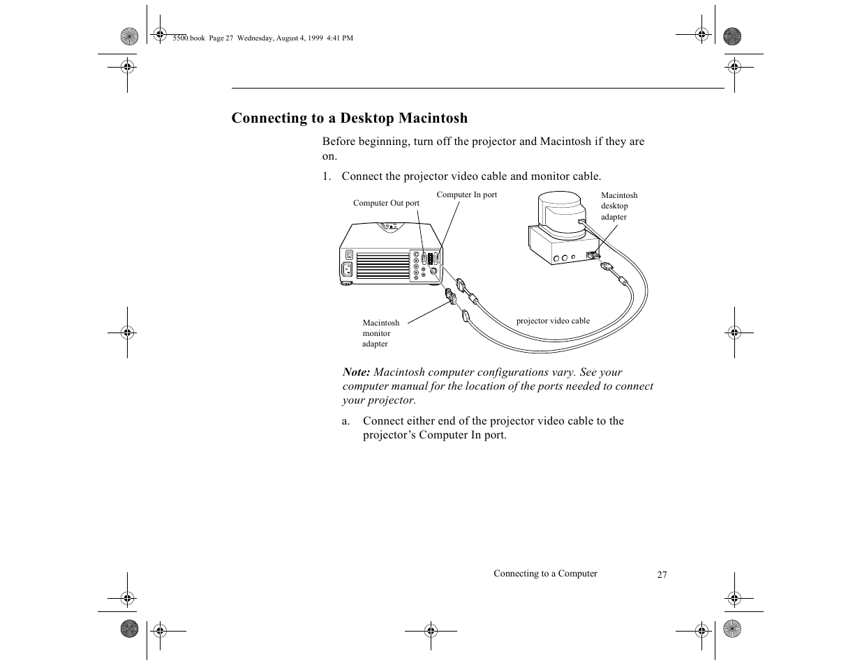 Connecting to a desktop macintosh | Epson 5500C User Manual | Page 36 / 156