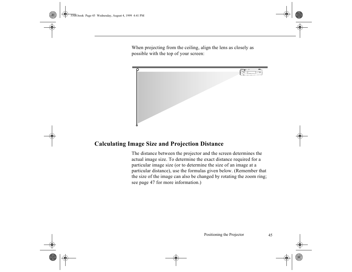 Calculating image size and projection distance | Epson 5500C User Manual | Page 54 / 156