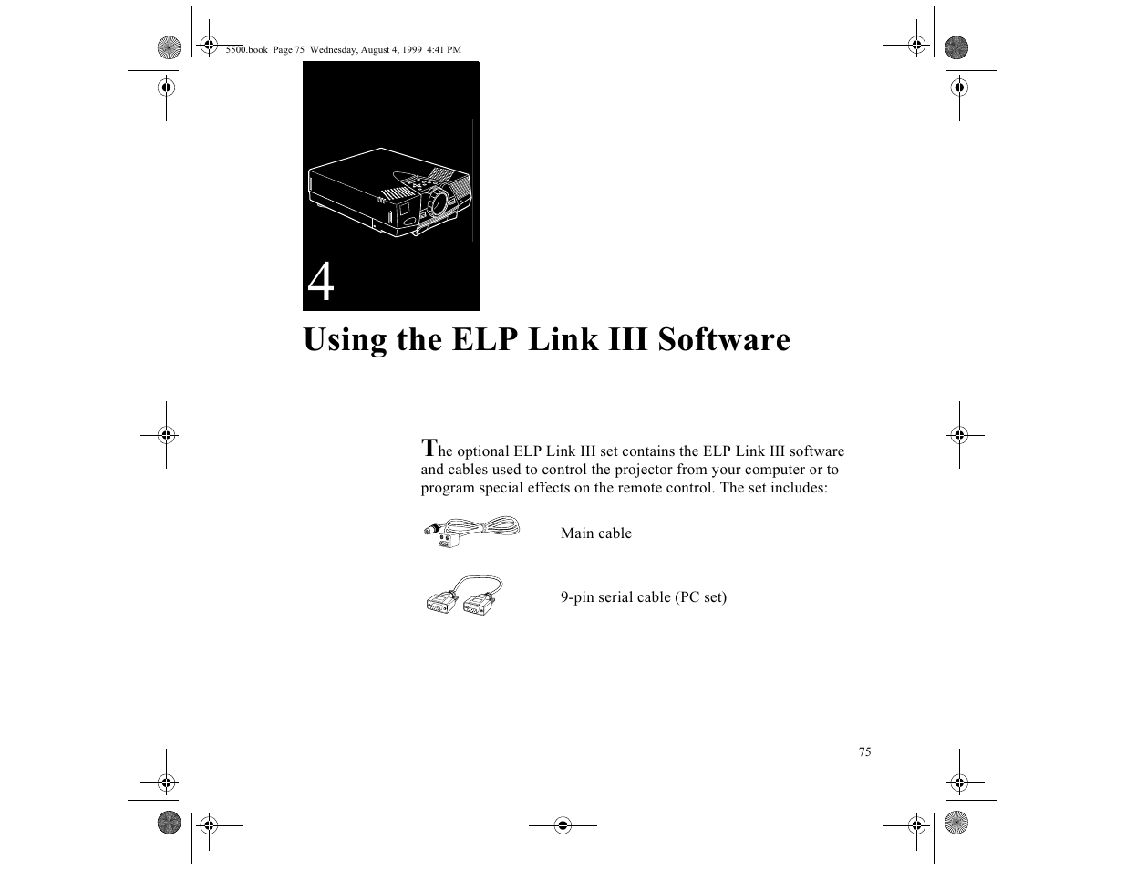 Chap 4-using the elp link iii software, Using the elp link iii software | Epson 5500C User Manual | Page 85 / 156