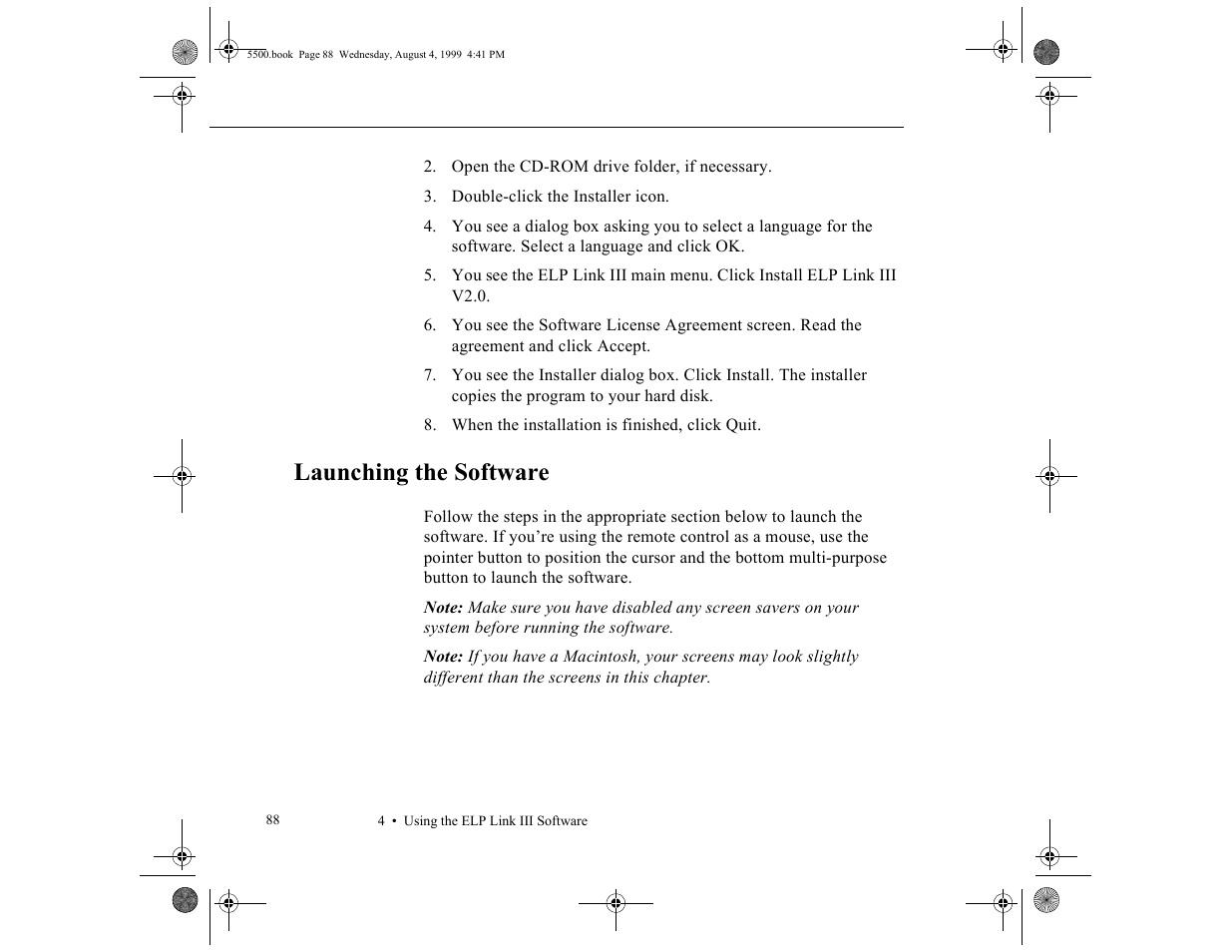 Launching the software | Epson 5500C User Manual | Page 98 / 156