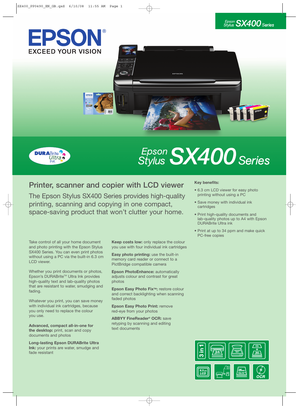 Epson Stylus  SX400 series User Manual | 2 pages